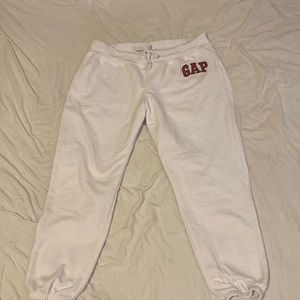 Large white Gap logo sweat pants